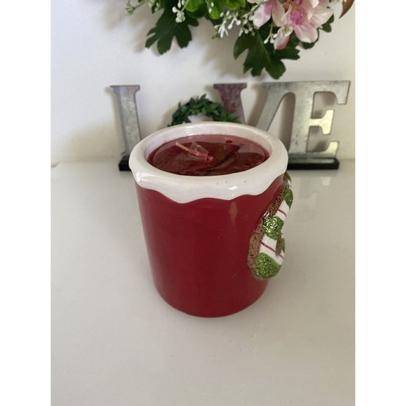 Kohls Vintage Christmas Candle‎ With Big Candy Cane "C" Red w Green Glitter NWT - Picture 10 of 16